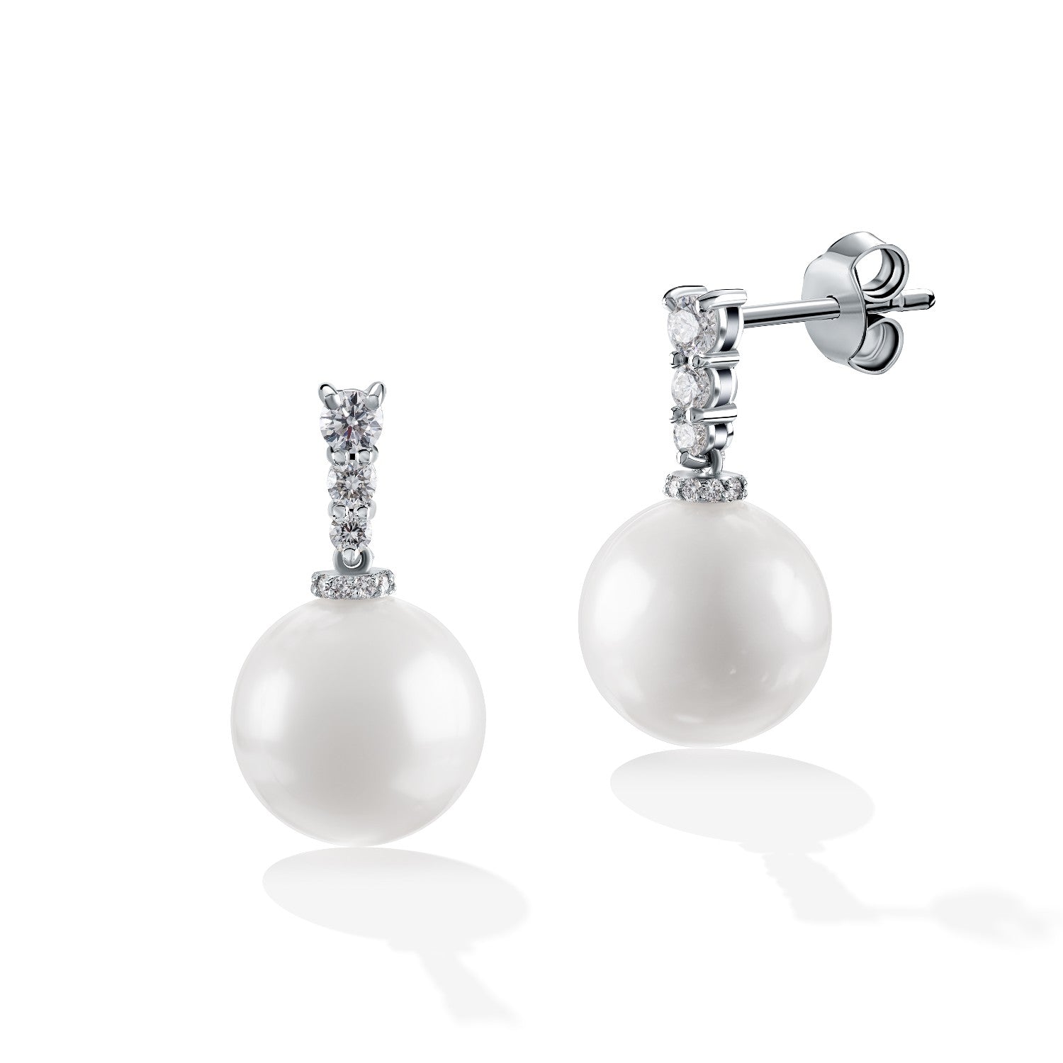 EARRINGS WHITE GOLD 750 & PEARLS - 102666 - Availability: Immediately