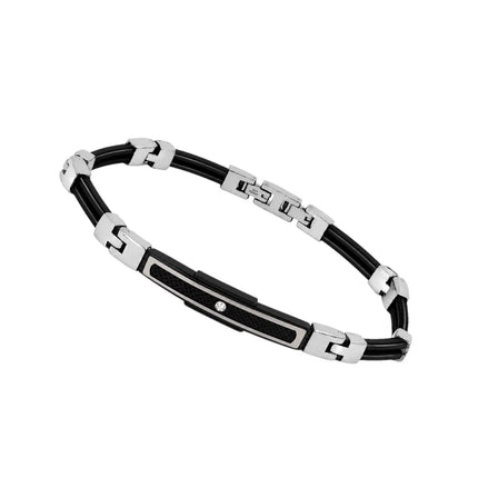 BRACELET WHITE STEEL & PRECIOUS STONES - 102889 - Availability: Immediately