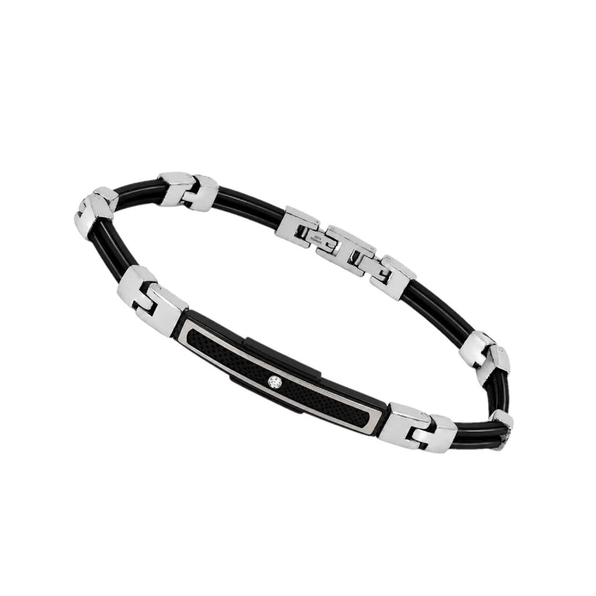 BRACELET WHITE STEEL & PRECIOUS STONES - 102889 - Availability: Immediately