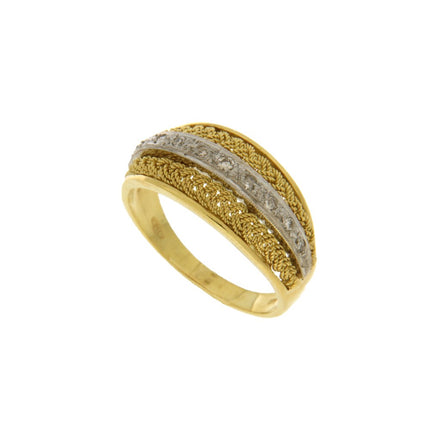 RING YELLOW & WHITE GOLD 750 & PRECIOUS STONES