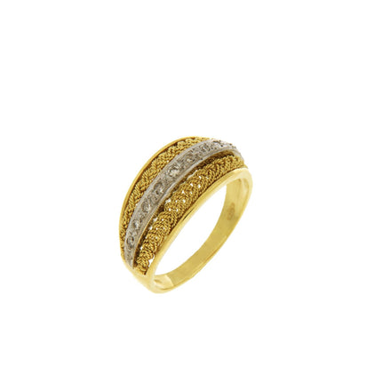 RING YELLOW & WHITE GOLD 750 WITH PRECIOUS STONES - 10620