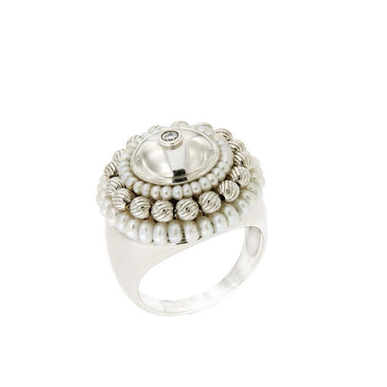 RING WHITE GOLD 750 & PEARLS - 11035