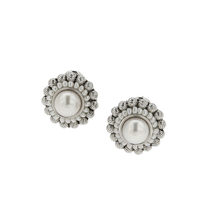 EARRINGS WHITE GOLD 750 & PEARLS - 11048