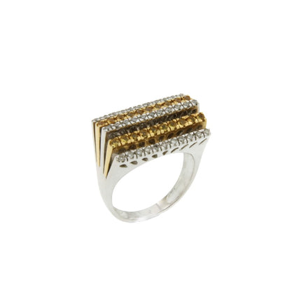 RING YELLOW & WHITE GOLD 750 & PRECIOUS STONES - 13712