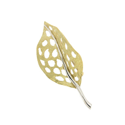 BROOCH YELLOW & WHITE GOLD 750   - 14804