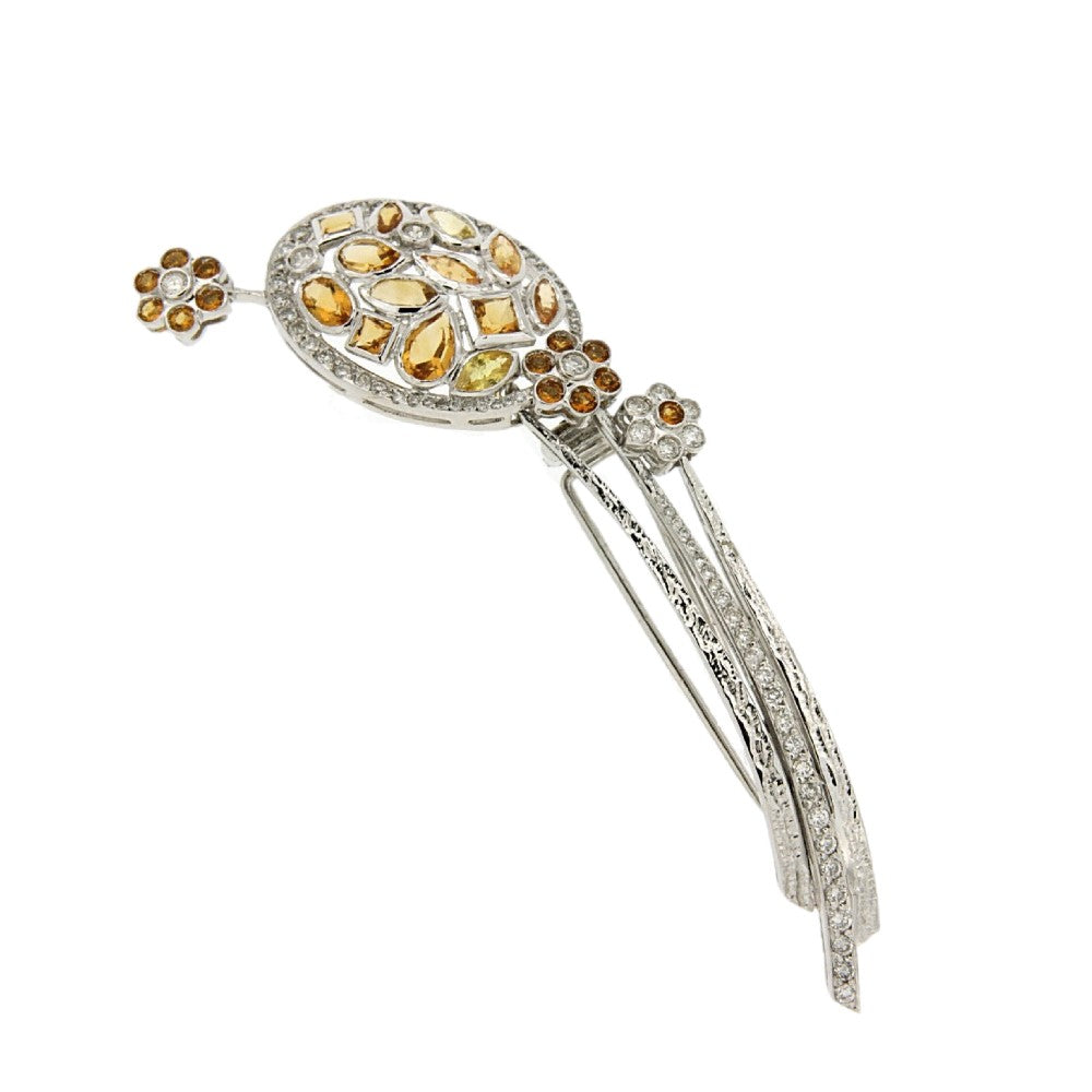 BROOCH WHITE GOLD 750 & PRECIOUS STONES