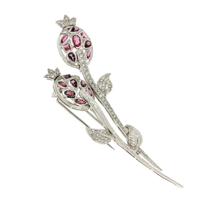BROOCH WHITE GOLD 750 & PRECIOUS STONES - 21126