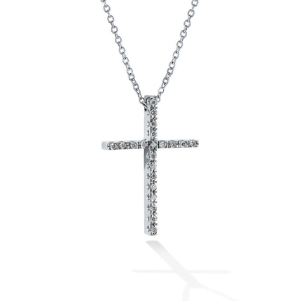 CROSS WHITE GOLD 750 & PRECIOUS STONES WITH CHAIN - 22037