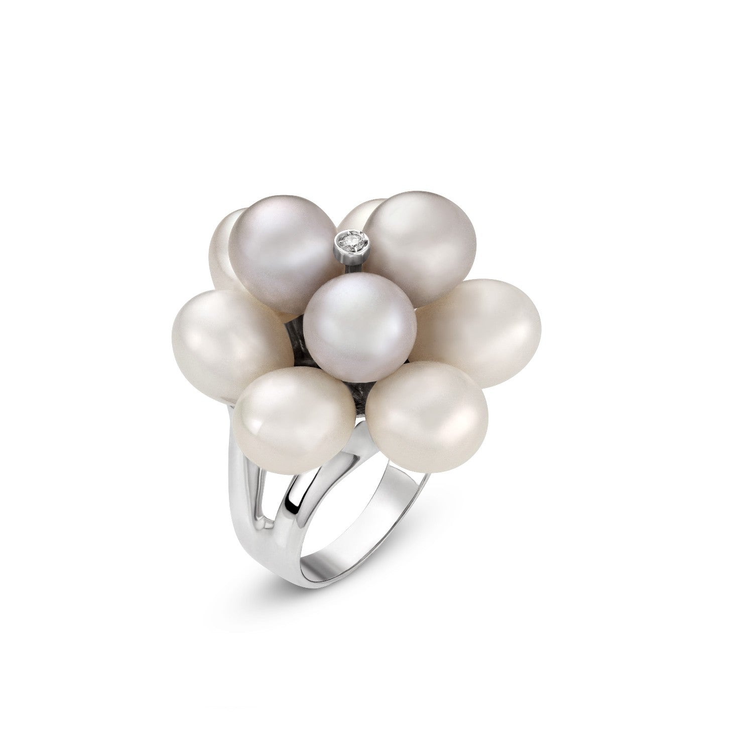 RING WHITE GOLD 750 & PEARLS - 22110 - Availability: Immediately