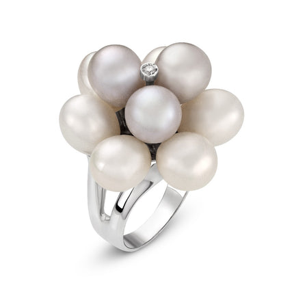 RING WHITE GOLD 750 & PEARLS - 22110 - Availability: Immediately
