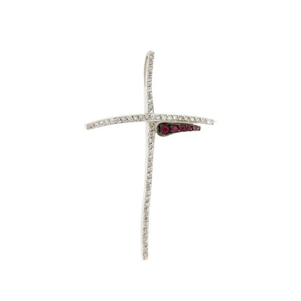 CROSS WHITE GOLD 750 & PRECIOUS STONES - 22273