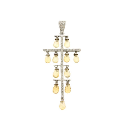 PENDANT WHITE GOLD 750 & PRECIOUS STONES - 23422