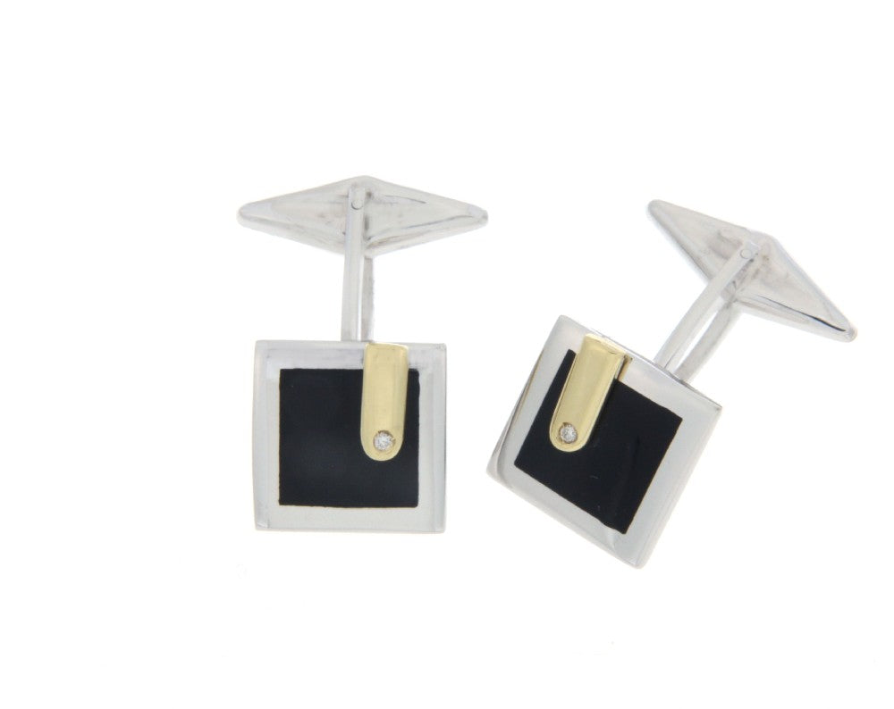 CUFFLINKS WHITE & YELLOW GOLD 750 PRECIOUS & SEMIPRECIOUS STONES