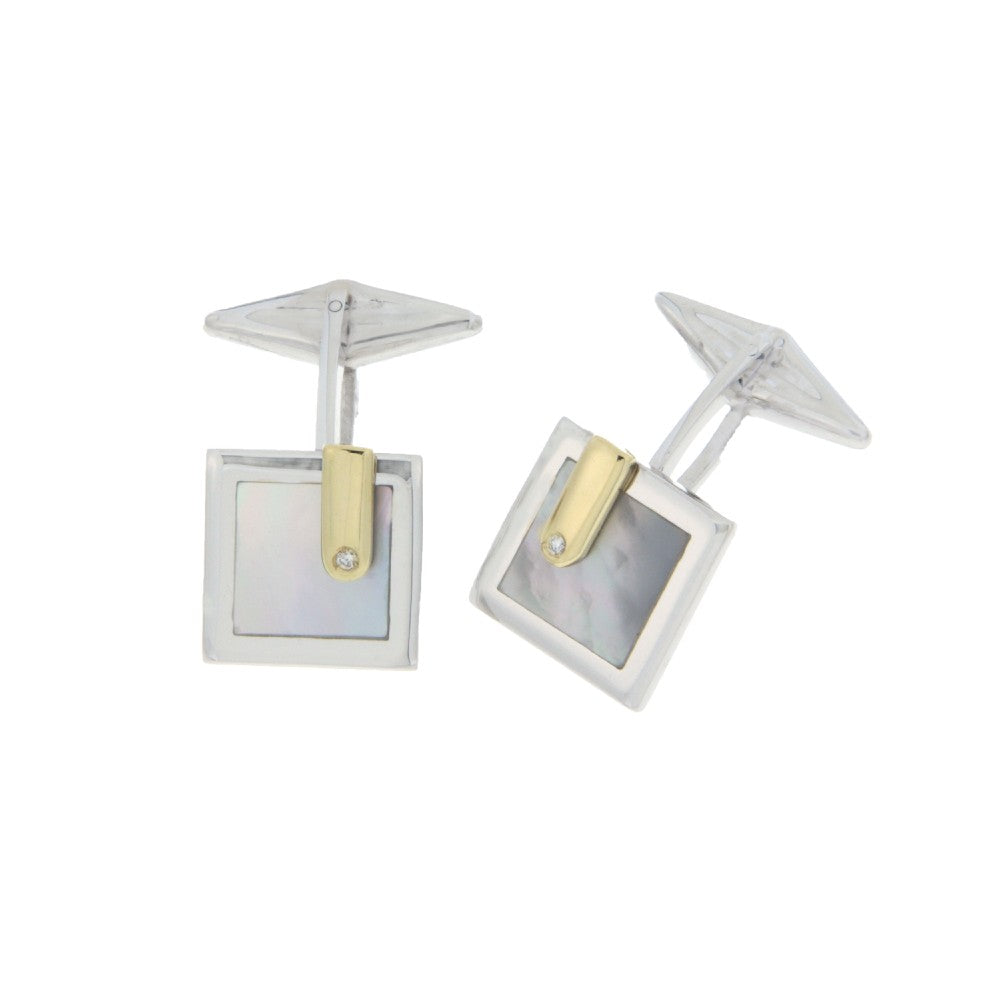 CUFFLINKS WHITE & YELLOW GOLD 750 PRECIOUS & SEMIPRECIOUS STONES