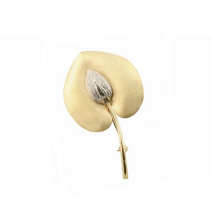 BROOCH YELLOW & WHITE GOLD 750