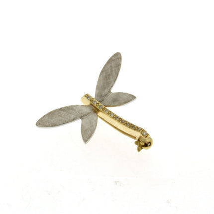 BROOCH YELLOW & WHITE GOLD 750 & PRECIOUS STONES - 27115
