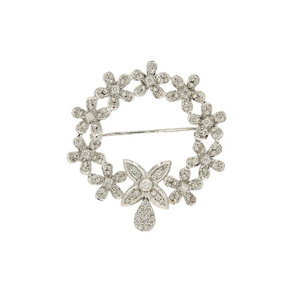 BROOCH WHITE GOLD 750 & PRECIOUS STONES  - 27377