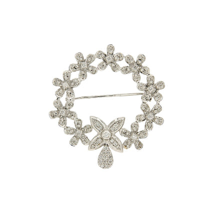 BROOCH WHITE GOLD 750 & PRECIOUS STONES - 27377