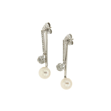 EARRINGS WHITE GOLD 750 & PEARLS - 27654