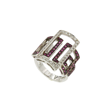 RING WHITE GOLD 750 & PRECIOUS STONES