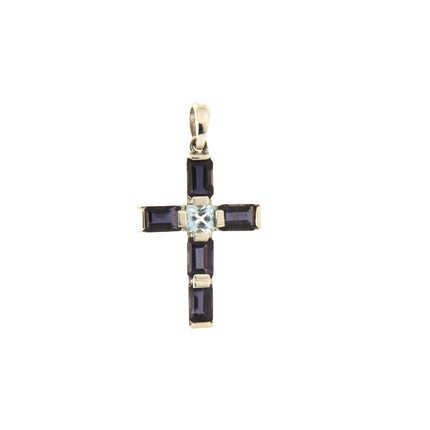 CROSS WHITE GOLD 750 & SEMIPRECIOUS STONES - 29070