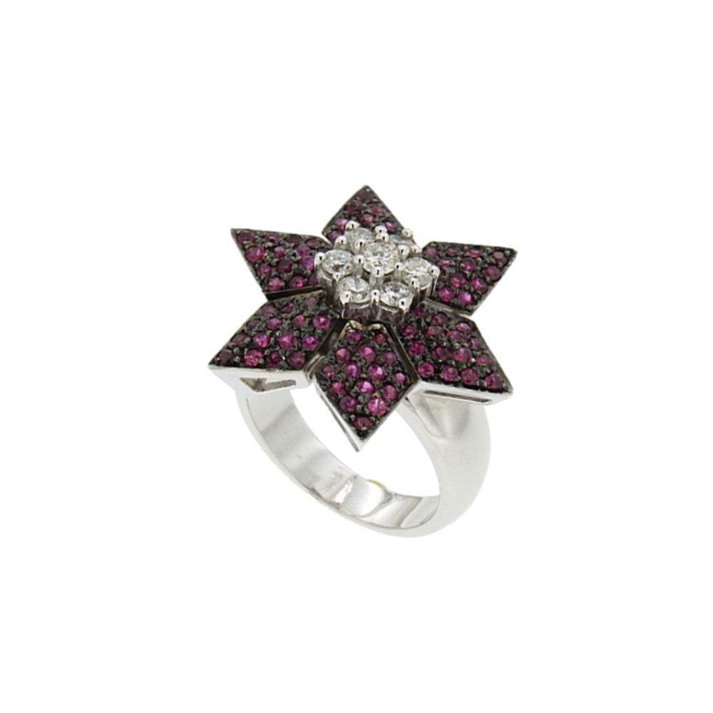 RING WHITE GOLD 750 & PRECIOUS STONES