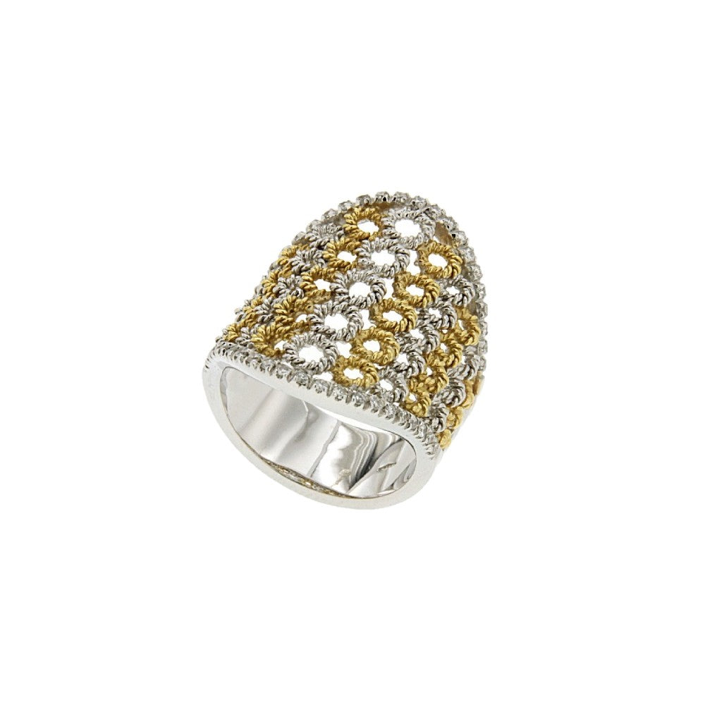 RING YELLOW & WHITE GOLD 750 & PRECIOUS STONES