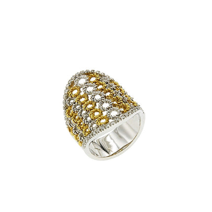 RING YELLOW & WHITE GOLD 750 & PRECIOUS STONES - 30758