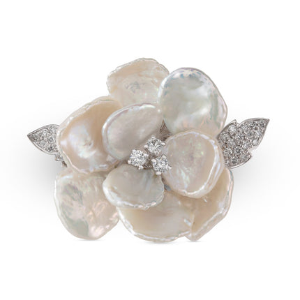 BROOCH WHITE GOLD 750 & PEARLS - 31091