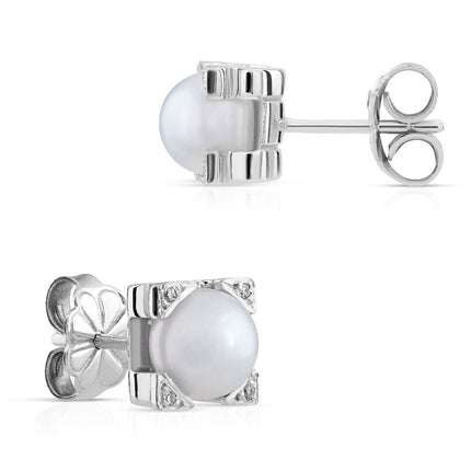 EARRINGS WHITE GOLD 750 & PEARLS - 31516