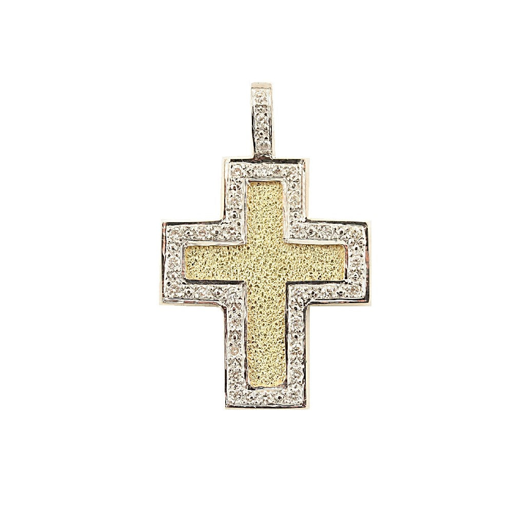 CROSS YELLOW & WHITE GOLD 750 & PRECIOUS STONES  - 32004