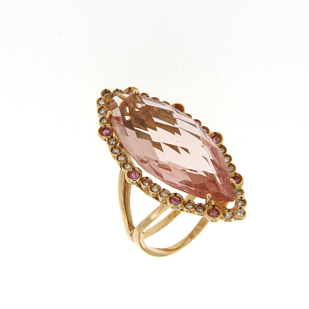 RING PINK GOLD 750 & PRECIOUS STONES