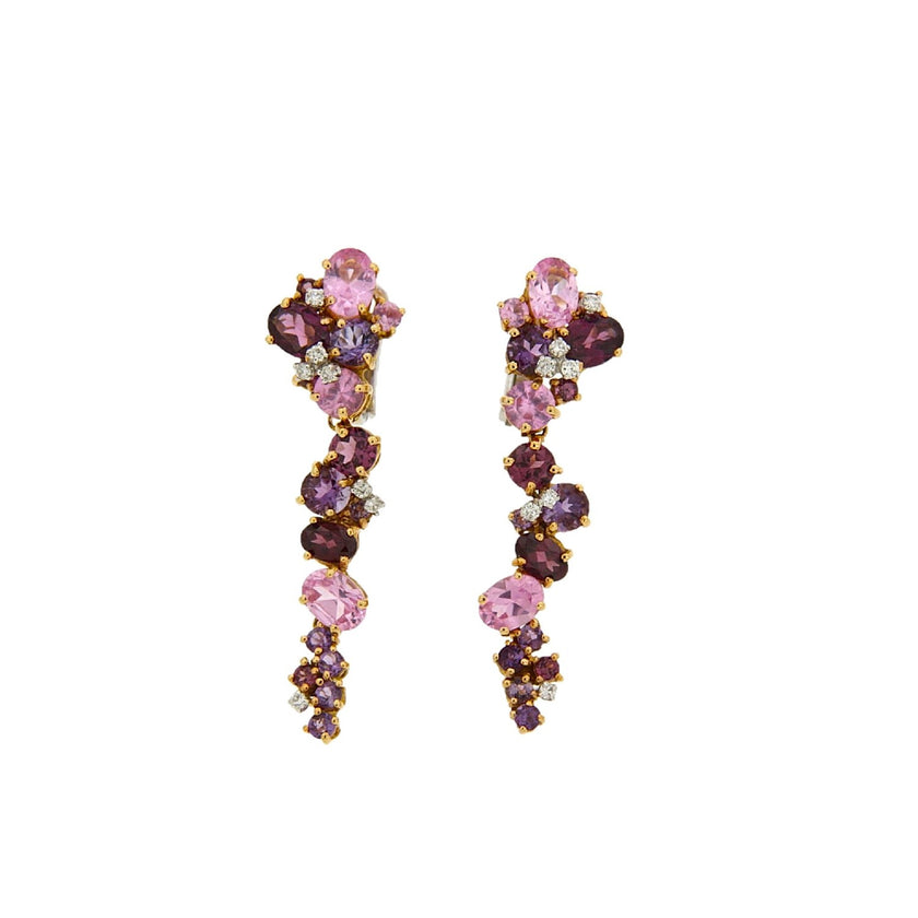 EARRINGS PINK GOLD 750 & PRECIOUS STONES - 34238