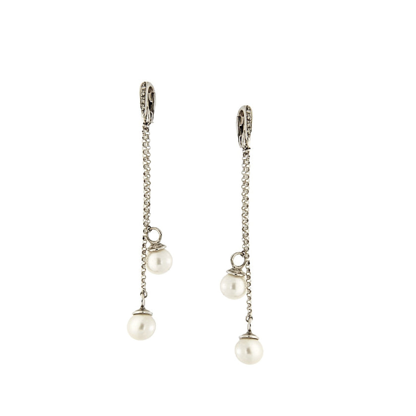 EARRINGS WHITE GOLD 750 & PEARLS - 35801 - Availability: Immediately