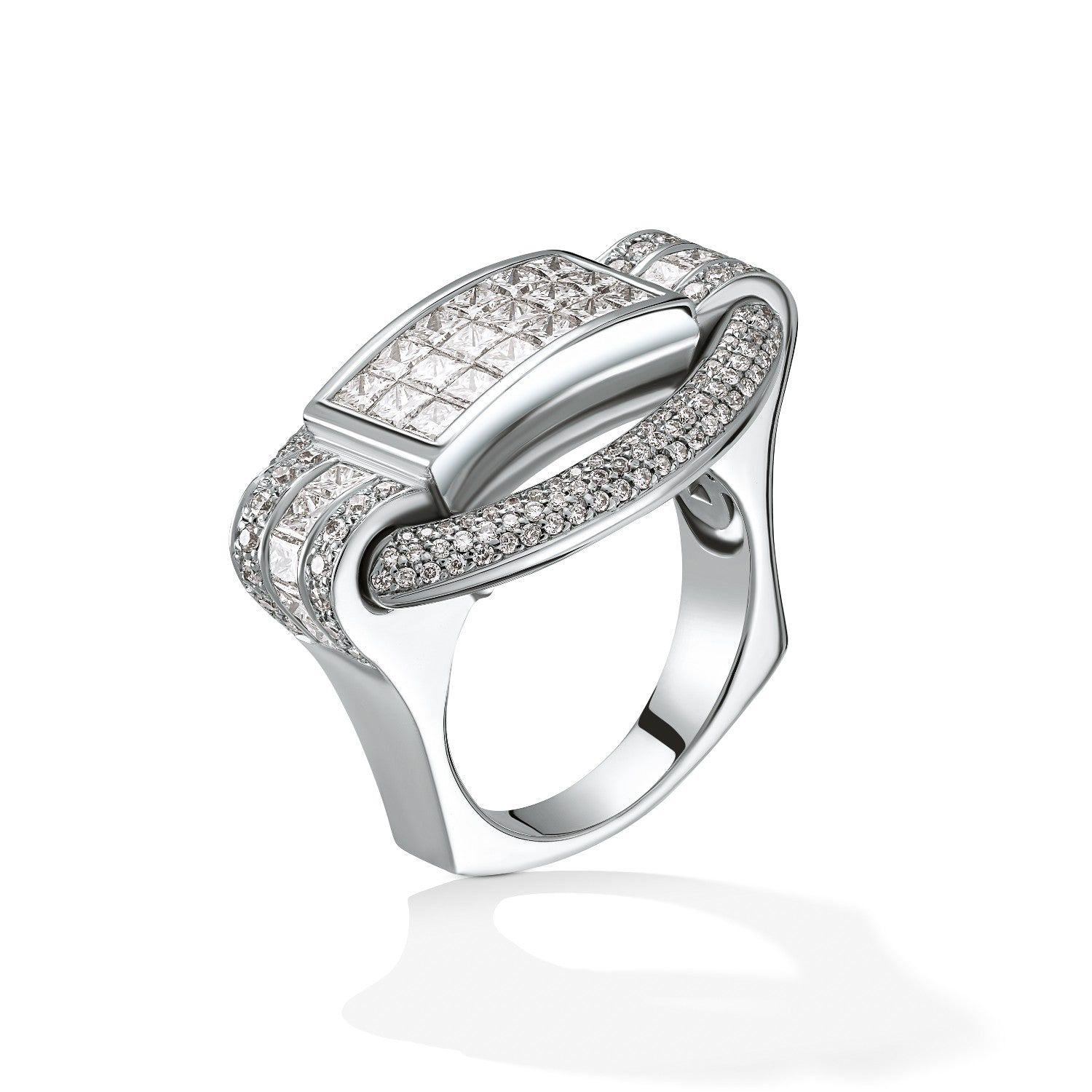 RING WHITE GOLD 750 & PRECIOUS STONES