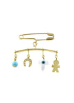 BROOCH  GOLD 585 & SEMIPRECIOUS STONES - 43273 - Availability: Up to 1 month