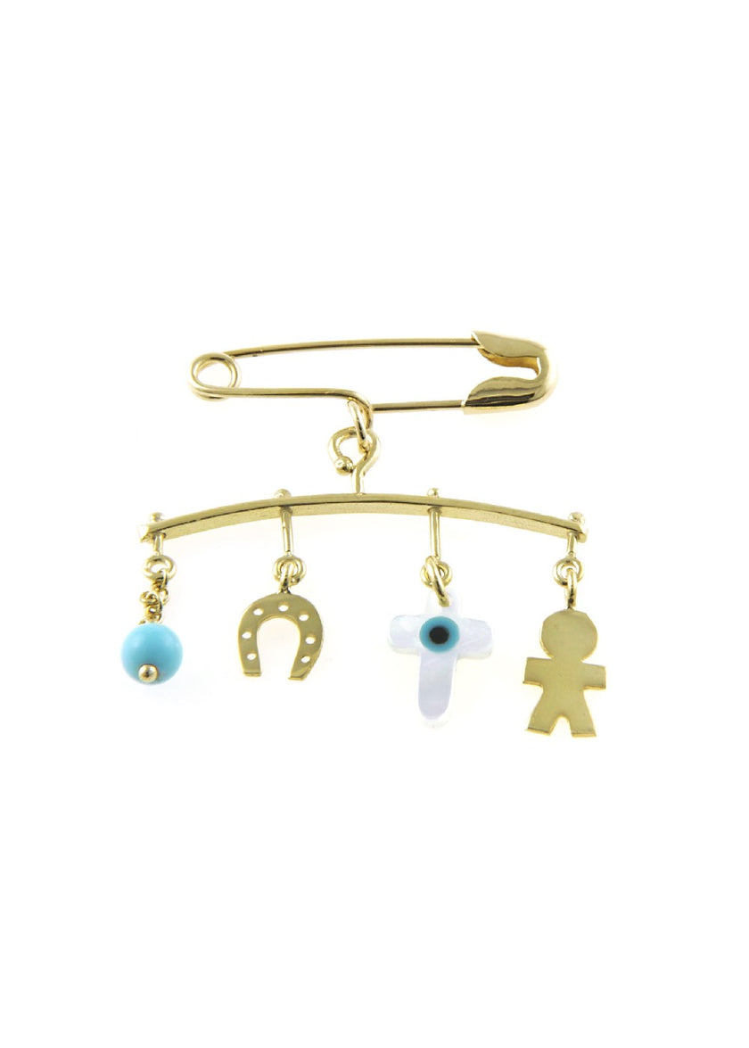 BROOCH  GOLD 585 & SEMIPRECIOUS STONES - 43273 - Availability: Up to 1 month