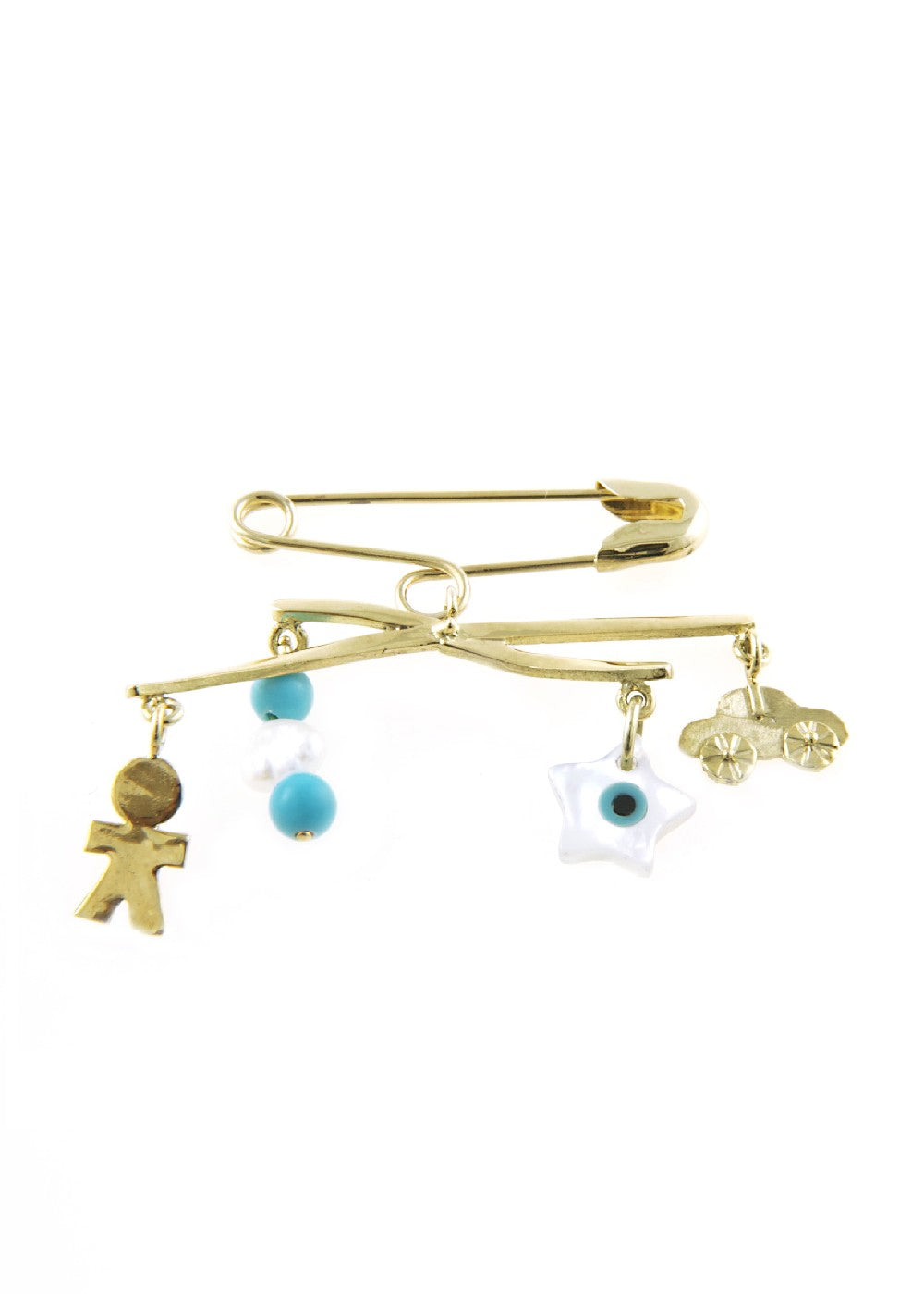 BROOCH  GOLD 585 & SEMIPRECIOUS STONES - 43277 - Availability: Up to 1 month