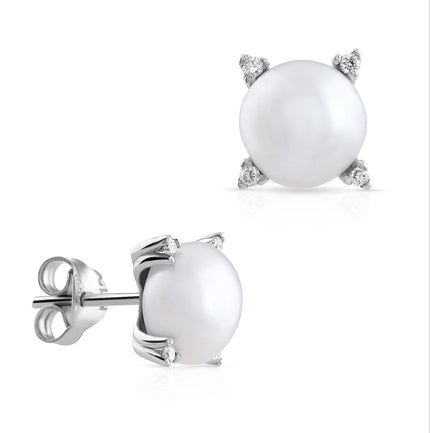 EARRINGS WHITE GOLD 750 & PEARLS - 48260