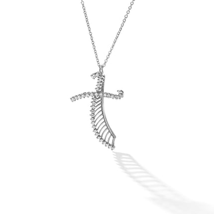 CROSS WHITE GOLD 750 & PRECIOUS STONES WITH CHAIN - 48915