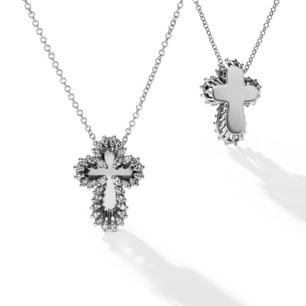 CROSS WHITE GOLD 750 & PRECIOUS STONES WITH CHAIN - 48919