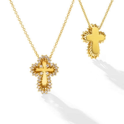 CROSS  GOLD 750 & PRECIOUS STONES WITH CHAIN