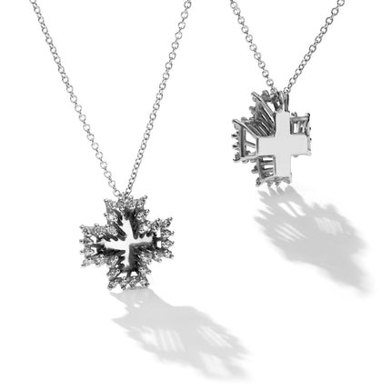 CROSS WHITE GOLD 750 & PRECIOUS STONES WITH CHAIN