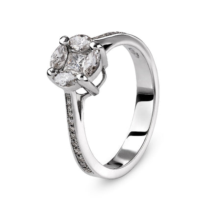 RING WHITE GOLD 750 & PRECIOUS STONES - 50554