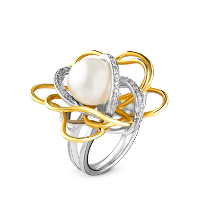 RING YELLOW & WHITE GOLD 750 & PEARL - 50933
