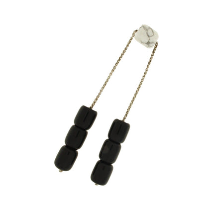 ROSARY WITH ONYX HOWLITE & SILVER - 52427