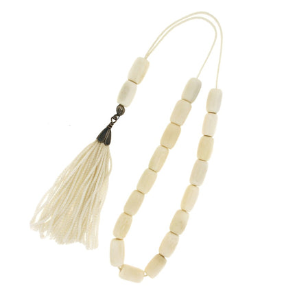 ROSARY  CAMEL BONE & SILVER - 52442