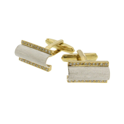 CUFFLINKS WHITE & YELLOW GOLD 750 & PRECIOUS STONES - 52481