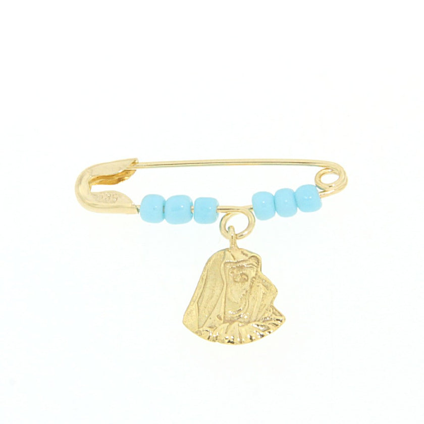 BROOCH  GOLD 585 & SYNTHETIC STONES - 57027 - Availability: Up to 1 month