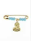 BROOCH  GOLD 585 & SYNTHETIC STONES - 57028 - Availability: Up to 1 month